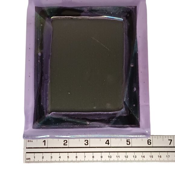 Purple Two Toned Art Glass Picture Frame Handmade Signed O'Shea 6"x7 Photo 3.5x5 - Picture 12 of 13